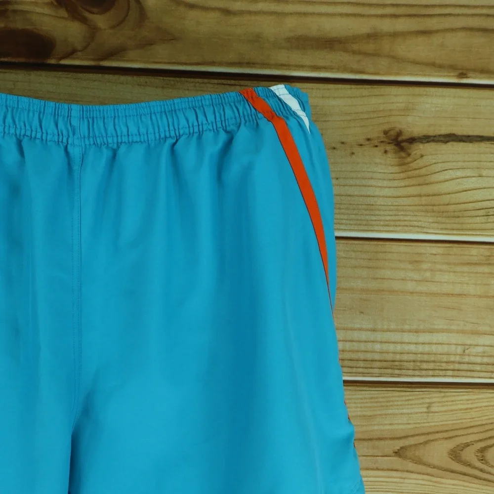 Sand N Sun Swim Trunks w/ Liner Mens L Blue 100% Polyester Pockets Stretch Waist